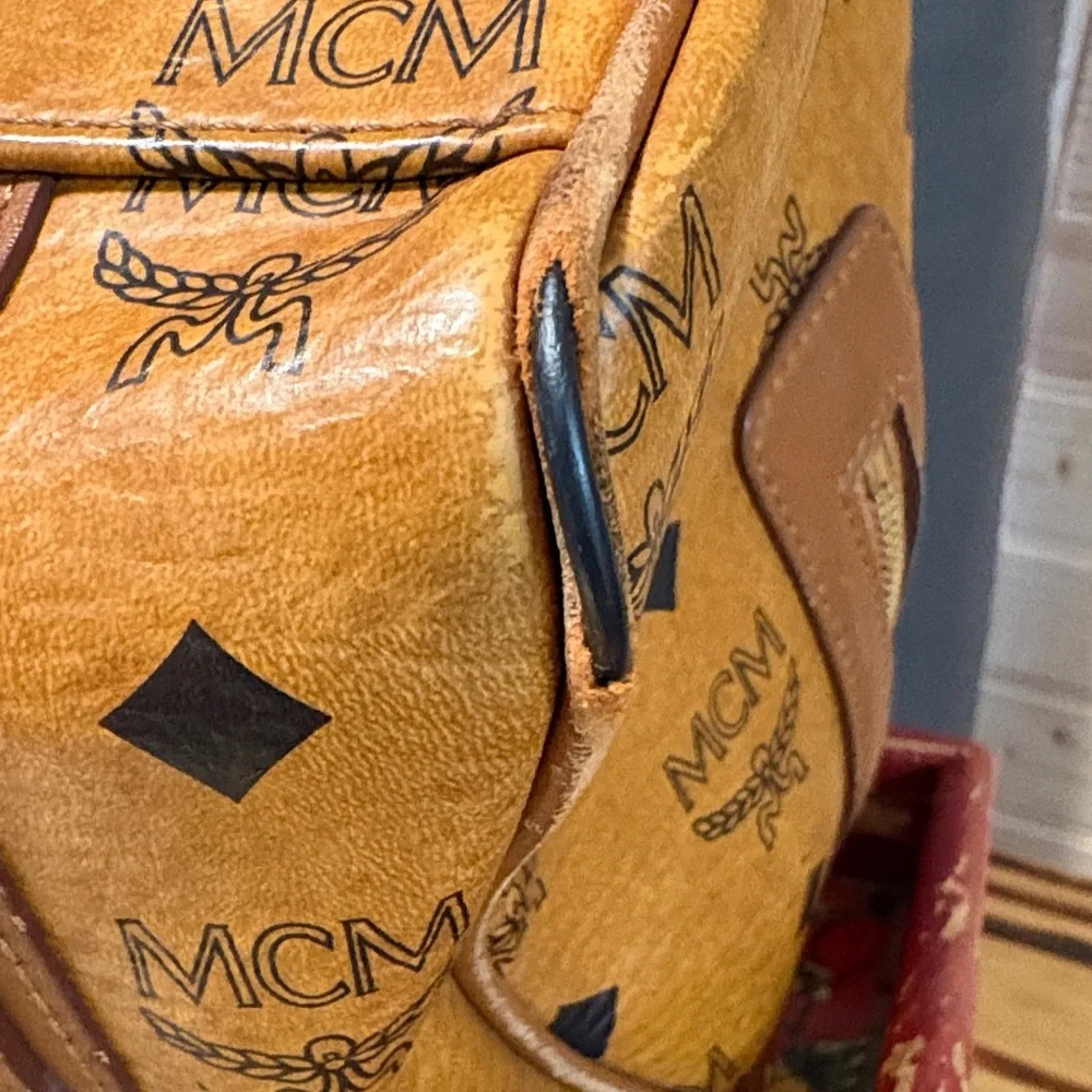 MCM Cognac Leather Satchel with Gold Accents - Picture 4 of 16